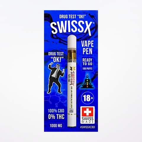 Swissx CBD Disposable Vape Pen, with Indica Terpenes (0% THC, 100% CBD)